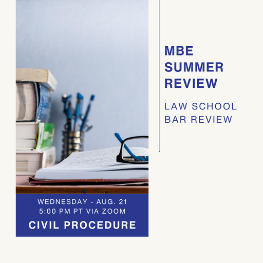 The intensive three-hour session delivers a detailed grasp of legal doctrines, increasing confidence and proficiency in tackling multiple-choice questions. Ideal for bar exam aspirants and seasoned law students seeking an in-depth understanding of MBE tactics in Civil Procedure, Fleming's MBE Review Workshop is a valuable addition to your legal education and future success.
