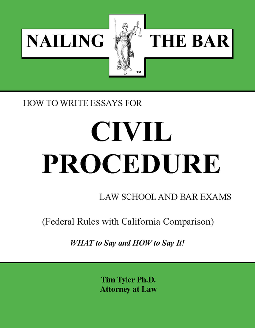 This volume gives PRACTICAL step-by-step instruction on how to write essay answers for CIVIL PROCEDURE exams focused on federal rules, California rules and how the two differ.