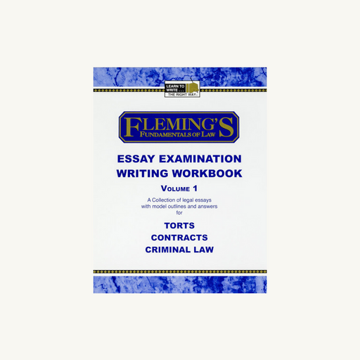 Master the art of issue spotting, analysis, and writing with the Fleming's Essay Exam Writing Workbook Volume 1. This all-inclusive self-instructional guide features <a href=