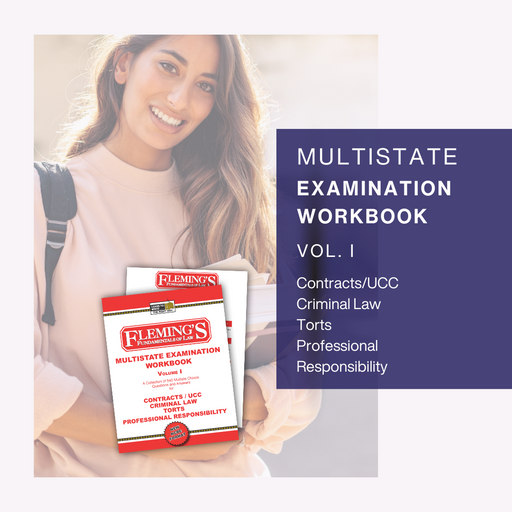 Boost your success on multiple-choice exams with Fleming's Multistate Examination Workbook Volume 1. This comprehensive workbook offers detailed methods and strategies, along with 540 multiple choice questions and explanatory answers&nbsp;covering Contracts, Criminal Law, Torts, and Professional Responsibility. 