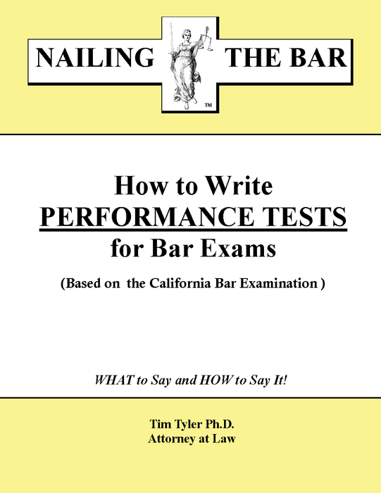 A how-to guide of practical information for writing Performance Tests for Bar exams, this book provides practical advice on both the mechanics and substantive aspects of writing passing PT exams based on the approach used by the California Bar Exam.